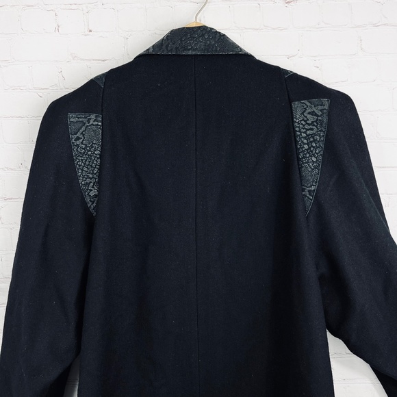 ••VINTAGE |•LADY SUZETTE•| GORGEOUS Long Wool Jacket Snakeskin Leather Embellish - Picture 6 of 16